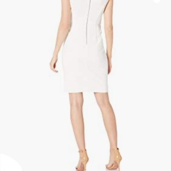 Slvls Bejeweled Belted Body Con midi Scuba SheathDress White Tommy - Picture 4 of 5